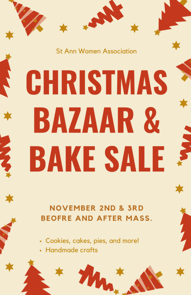 Christmas Bazaar and Bake Sale 11/2 & 11/3